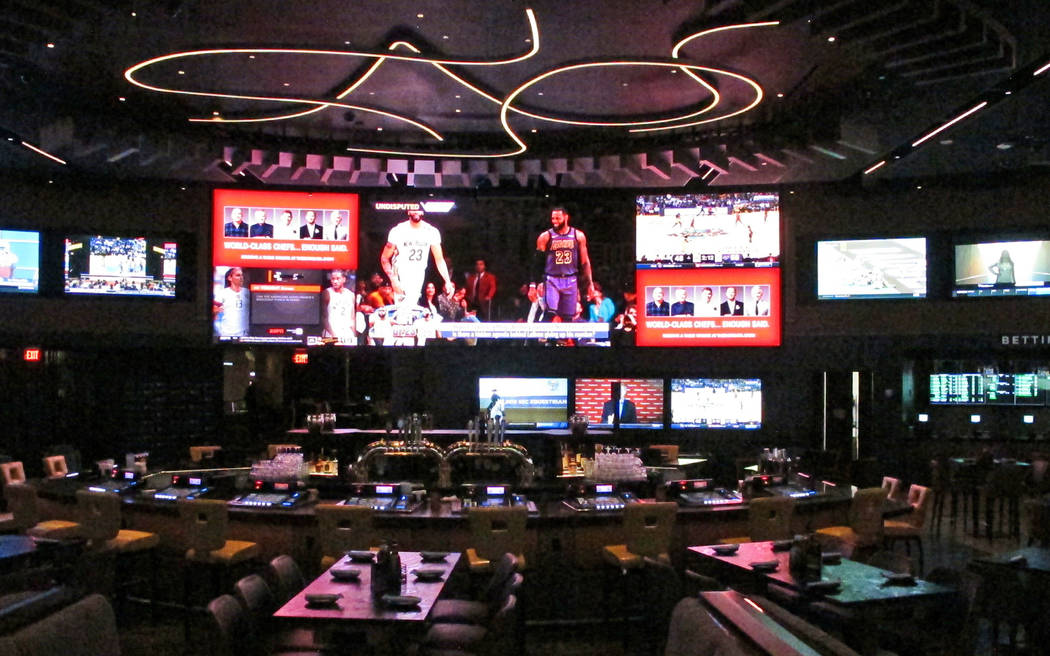 The Borgata casino's new sports betting lounge on June 28, 2019, which opened to the public the ...