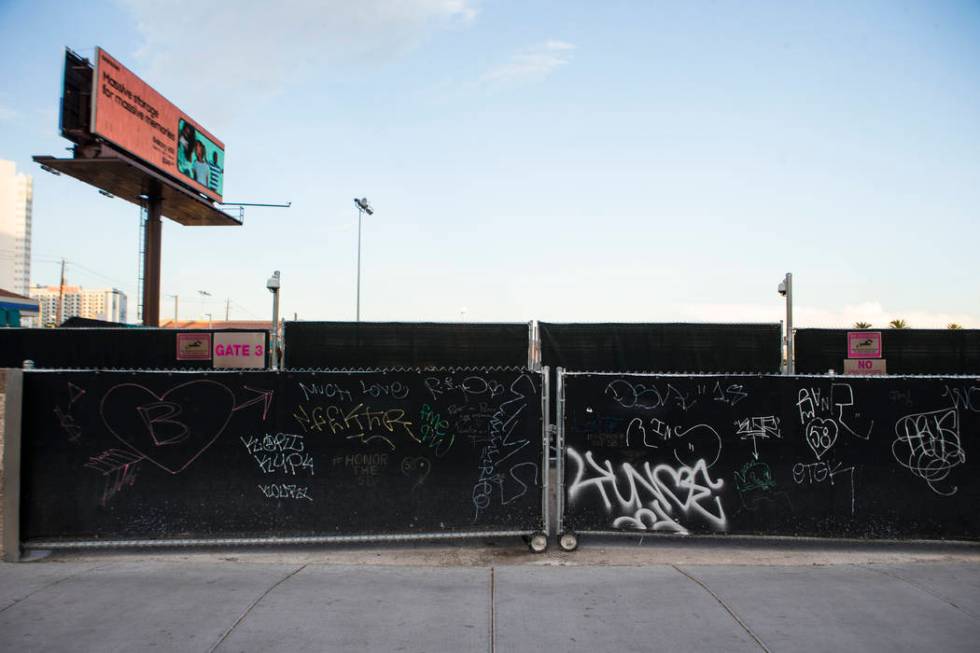 A view of the former Route 91 Harvest music festival site along Las Vegas Boulevard, just south ...