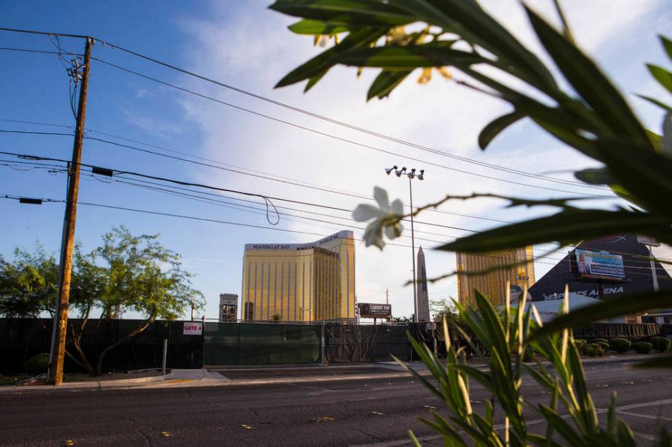 A view of the former Route 91 Harvest music festival site as seen off Reno Avenue in Las Vegas ...