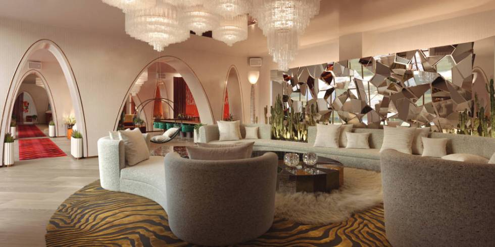 Rendering of Virgin Hotels Las Vegas' lobby lounge. (Rockwell Group)