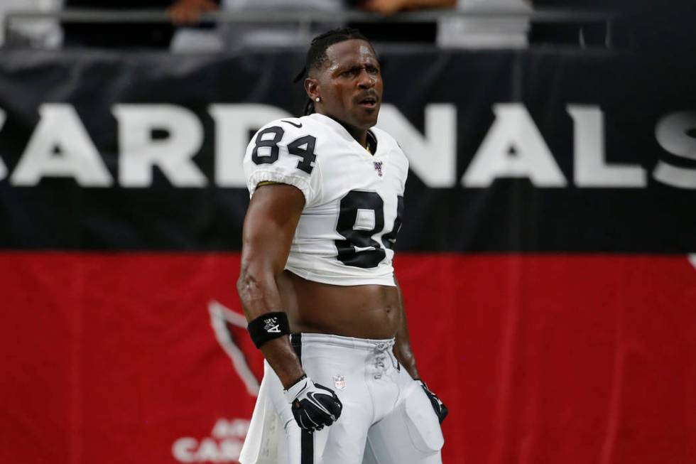 Oakland Raiders wide receiver Antonio Brown (84) during an an NFL preseason football game again ...