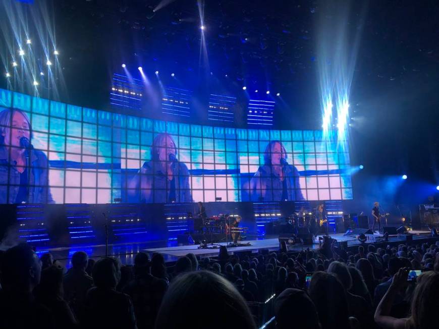 Keith Urban is shown during his "Graffiti U" tour stop at the Colosseum at Caesars Palace on Sa ...