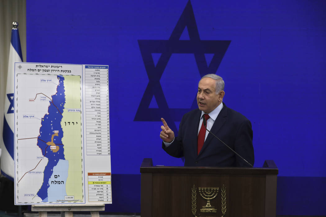 Israeli Prime Minister Benjamin Netanyahu, speaks during a press conference in Tel Aviv, Israel ...
