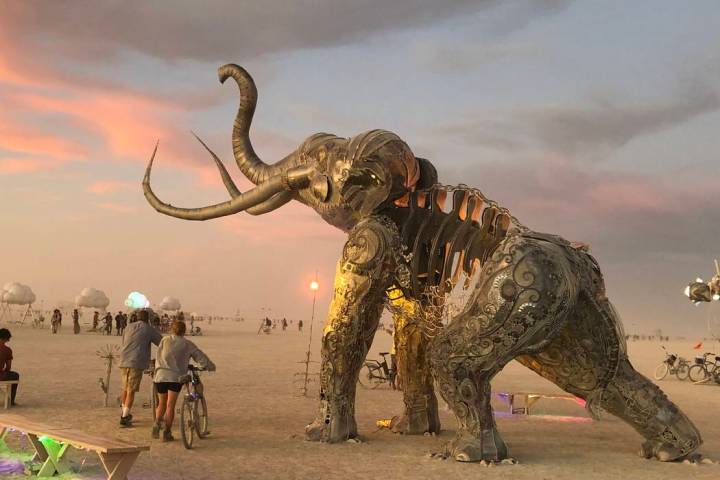 Tahoe Mack's "Monumental Mammoth" will eventually be permanently installed at Tule Springs. (Da ...