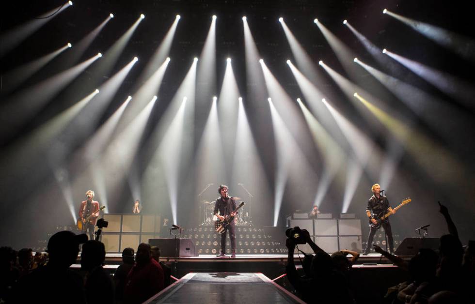 Green Day performs at the MGM Grand Garden Arena in Las Vegas, April 7, 2017. (Chase Stevens/La ...