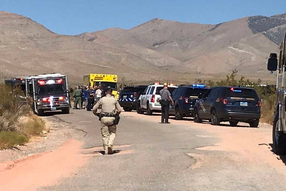 A hot air balloon crashed near Goodsprings, southwest of Las Vegas, Thursday morning, Sept. 12, ...