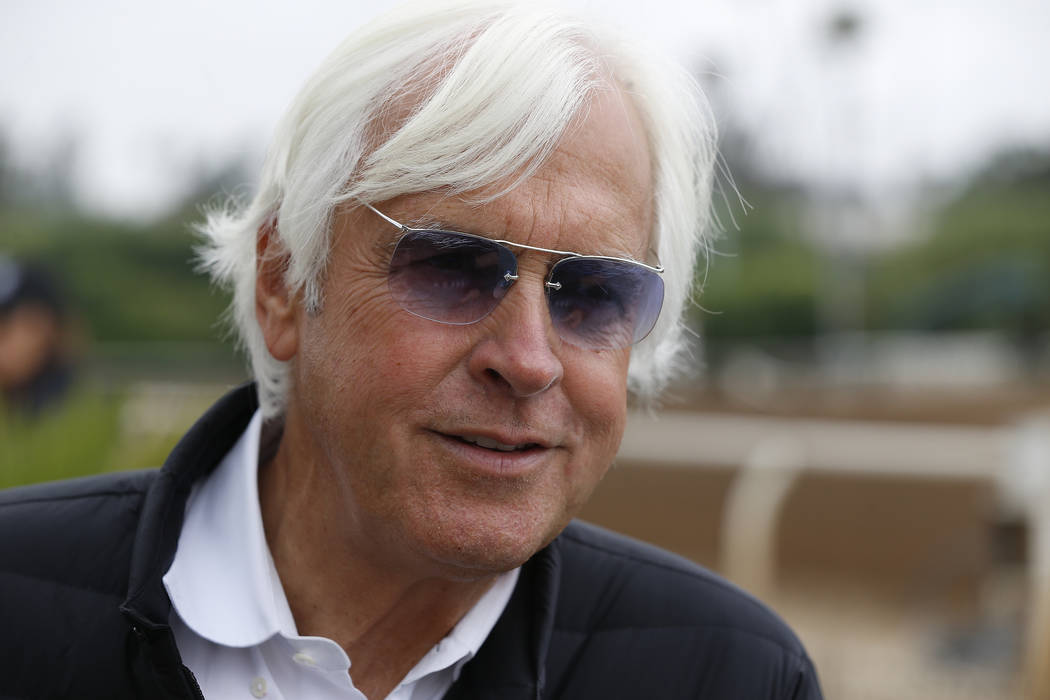 In this May 24, 2018, photo, Hall of Fame trainer Bob Baffert takes questions about horse Justi ...