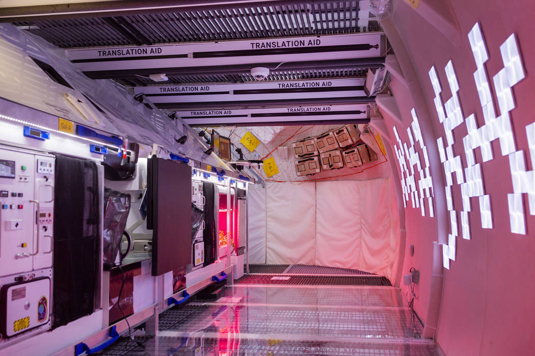 The kitchen on the B330 Mars Transporter Testing Unit at Bigelow Aerospace in North Las Vegas o ...