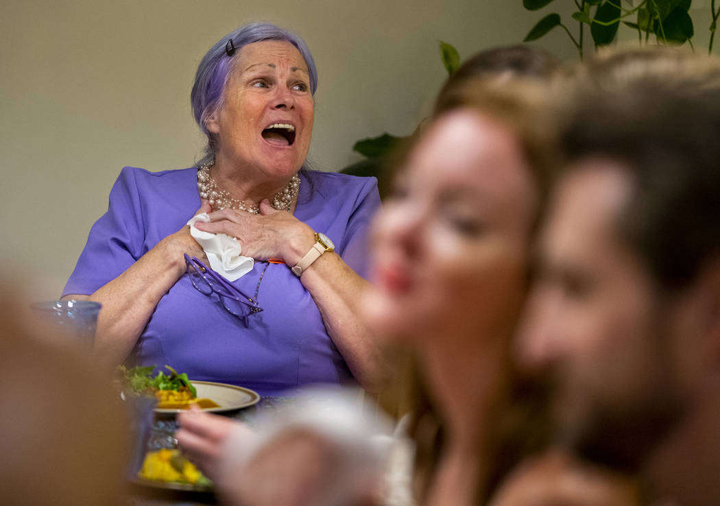 Ginny, played by Ginny Beall, enjoys a laugh as the matriarch of the group during the Oakey Fam ...