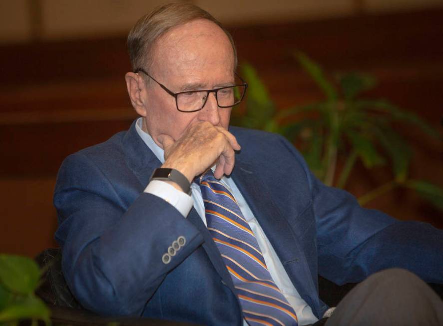 Former Nevada Gov. and U.S. Sen. Richard Bryan listens during the Nevada Senators Panel at UNLV ...