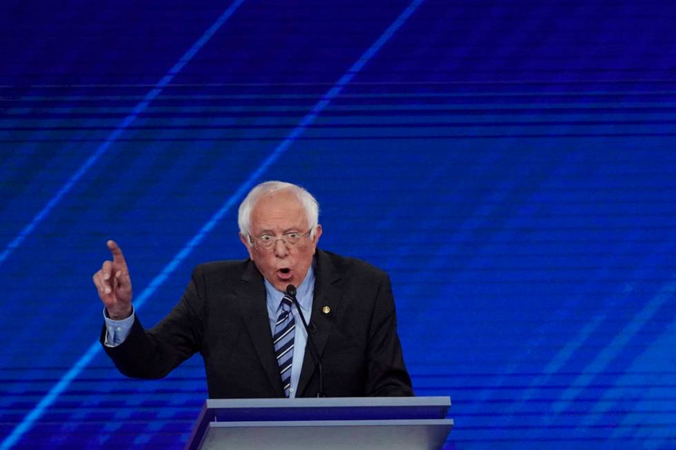 Democratic presidential candidate Sen. Bernie Sanders, I-Vt., answers a question Thursday, Sept ...