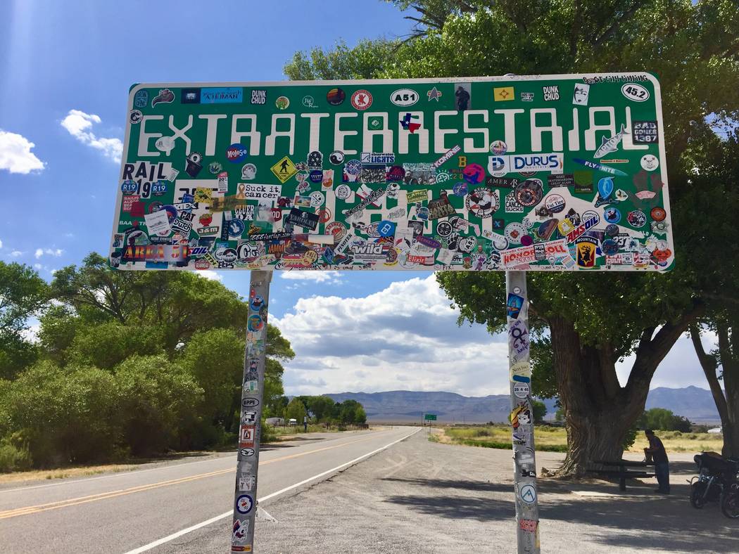 The Extraterrestrial Highway sign along state Route 375 near Crystal Springs. (Christopher Lawr ...