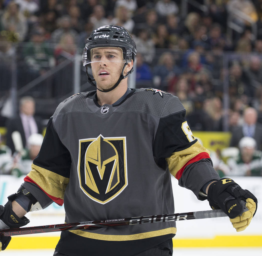 Golden Knights center Jonathan Marchessault (81) on Friday, March 29, 2019, at T-Mobile Arena, ...