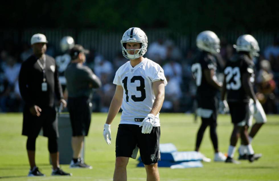 Oakland Raiders wide receiver Hunter Renfrow during NFL football training camp Saturday, July 2 ...