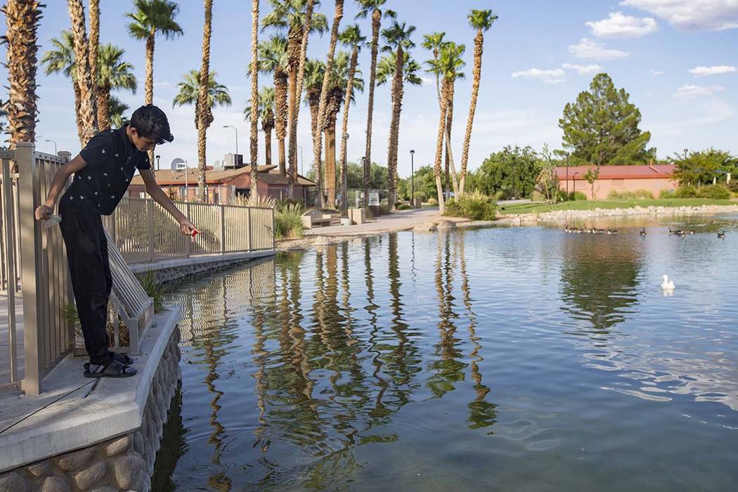 Angel Casares, 15, fishes at the pond at Lorenzi Park in Las Vegas. Weather in the Las Vegas Va ...