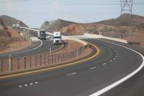 Traffic moves on the northbound lanes of Interstate 11 after a ceremony marking the opening of ...