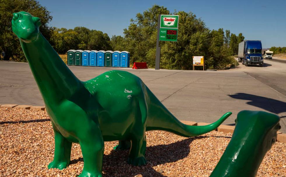 Port-a-potties are staged outside the Sinclair Gas Station in Alamo, Nevada, for the expected r ...