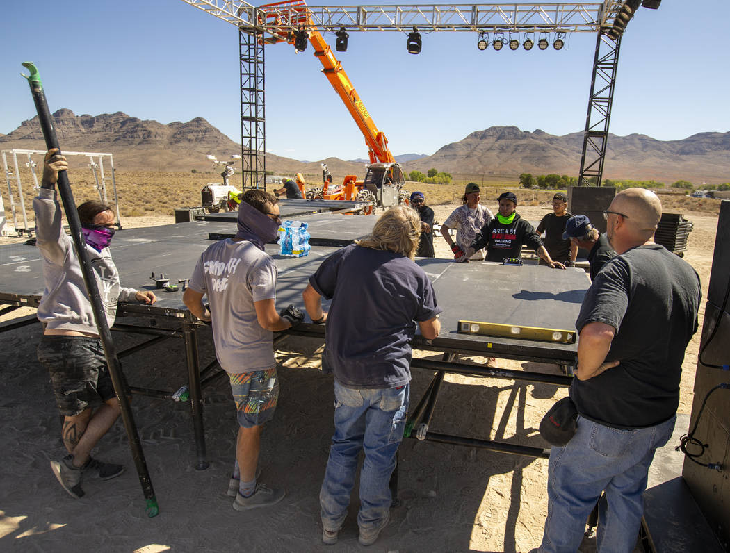 A team from Desert Labor in conjunction with Dream Entertainment continues work on the stage fo ...