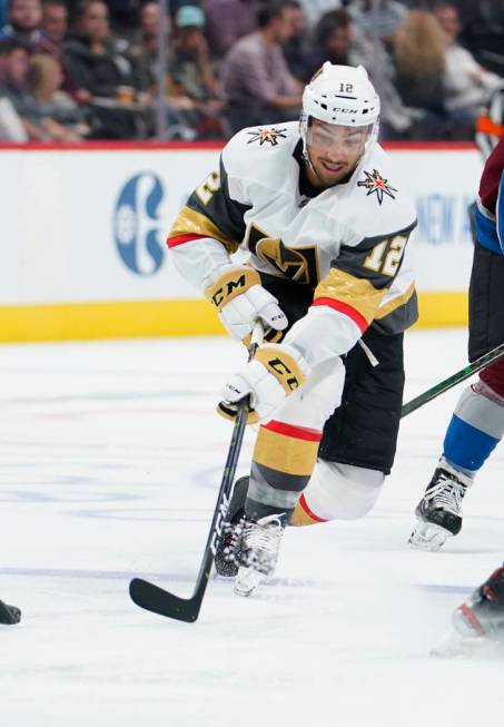 Vegas Golden Knights left wing Tyrell Goulbourne skates during a preseason NHL hockey game betw ...