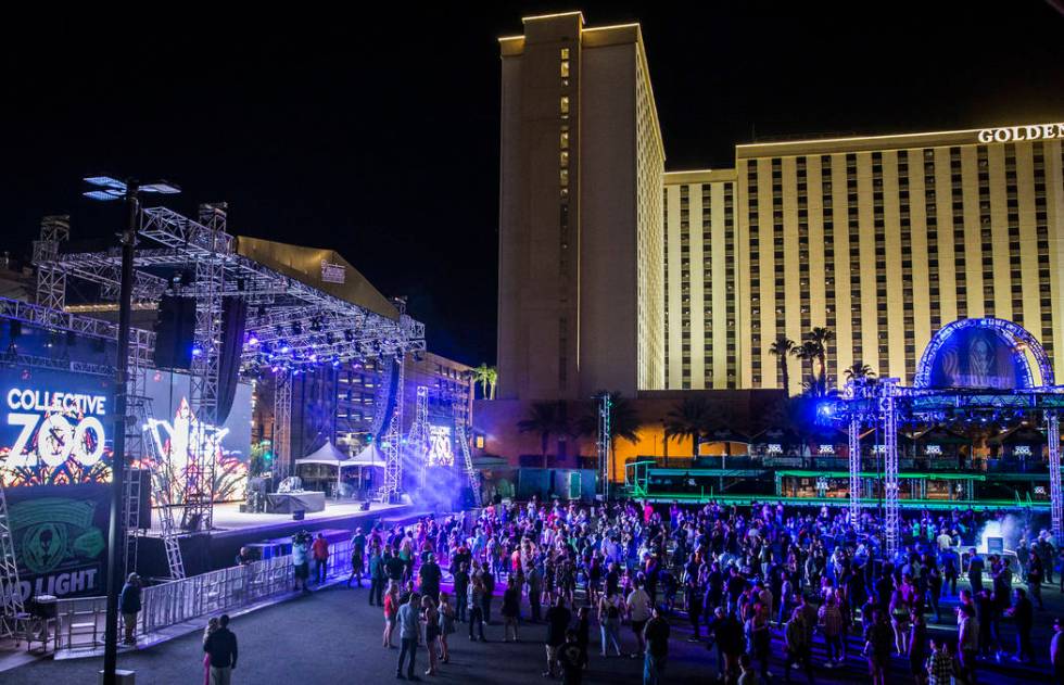 Attendees pack the Downtown Las Vegas Events Center during the Area 51 Celebration on Thursday, ...