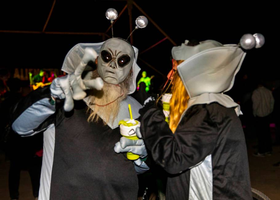 Several aliens are on hand as the Will Sham Bergers of Fallon open the Alienstock festival on T ...