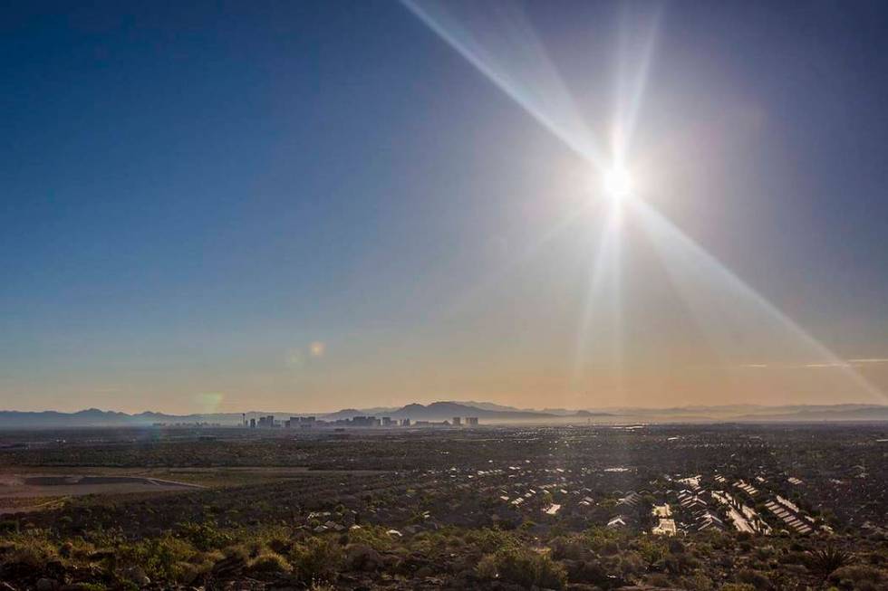 The Las Vegas Valley weekend weather forecast calls for sunny skies and mild winds through Mond ...