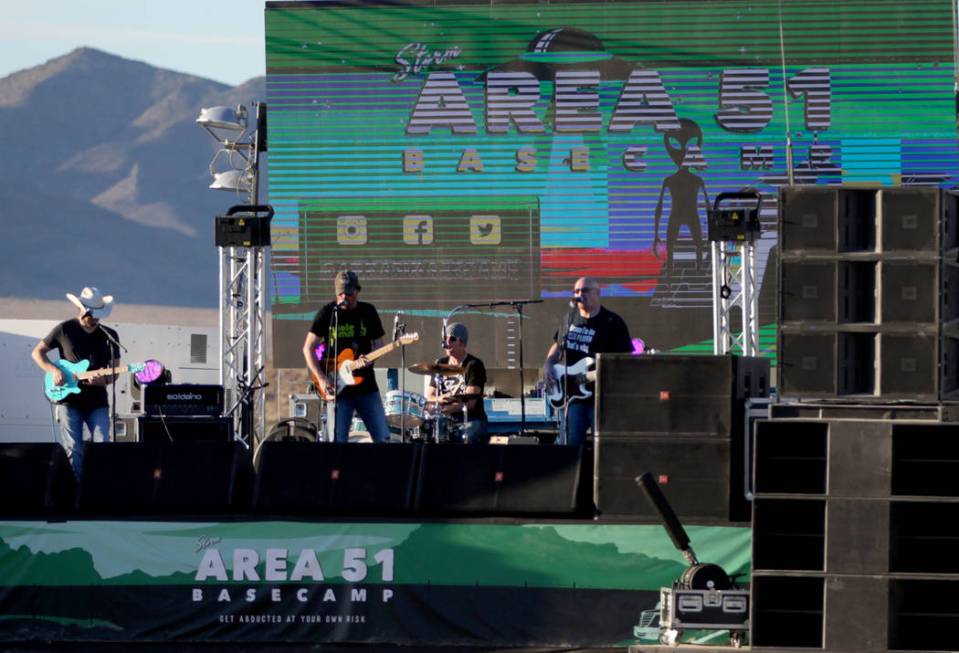 A performance during the Alien Basecamp alien festival at the Alien Research Center in Hiko, Ne ...