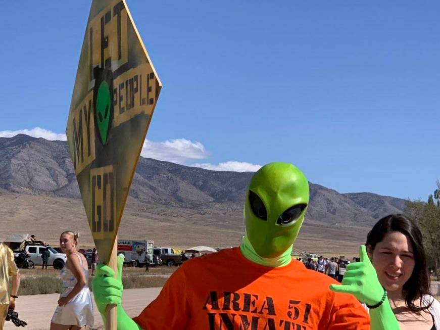 An Alienstock attendee in Rachel, Friday, Sept. 20, 2019. (Mick Akers/Las Vegas Review-Journal)