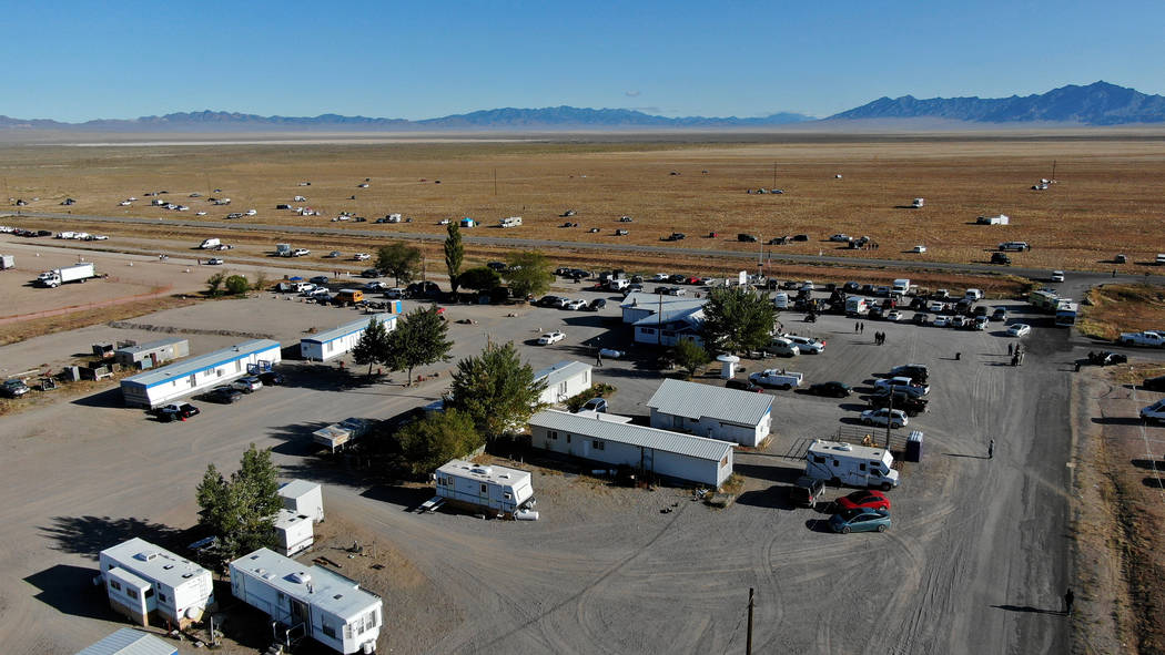 Some Alienstock attendees choose to camp across the road from the event grounds on BLM land in ...