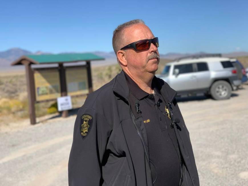 Lincoln County Sheriff Kerry Lee gives a briefing during the second day of Storm Area 51 events ...