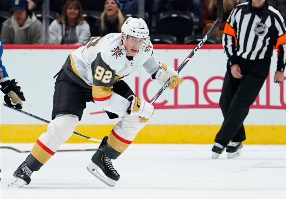 Vegas Golden Knights left wing Tomas Nosek skates during a preseason NHL hockey game between th ...