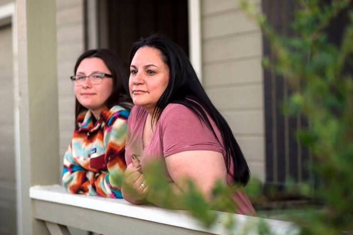 Malinda Baldridge, right, with her daughter Breanna, 17, at their home in Reno on Monday, Sept. ...