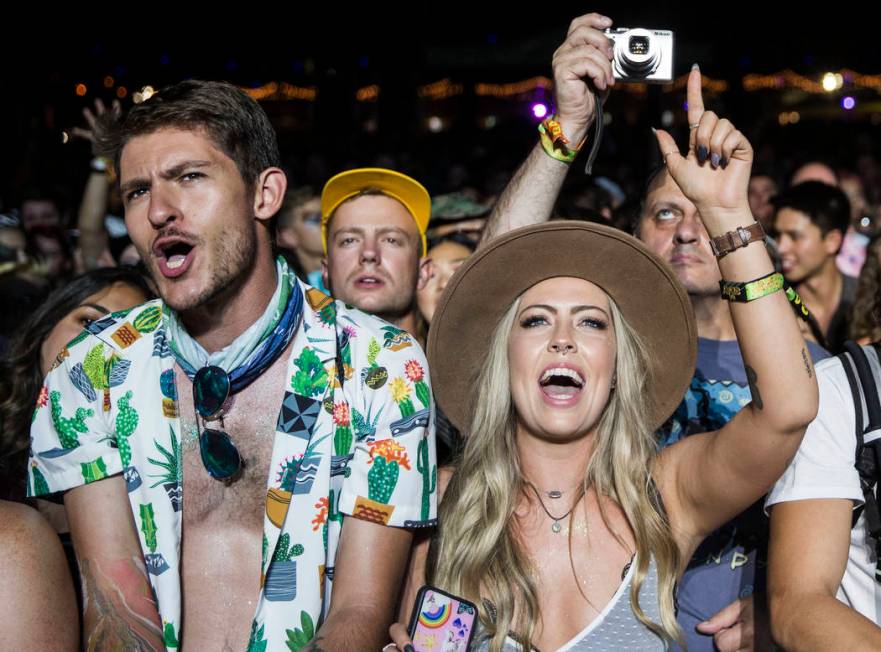 Fans cheer for Of Monsters and Men on the Downtown Stage during the second day of Life is Beaut ...