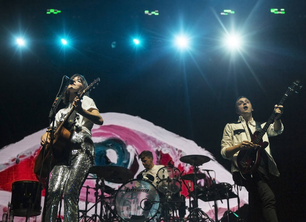 Of Monsters and Men perform on the Downtown Stage during the second day of Life is Beautiful on ...