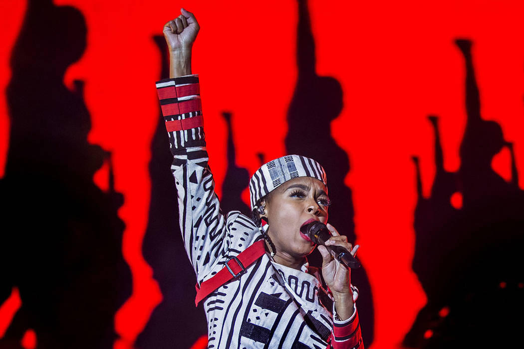 Janelle Monáe performs on the Bacardi Stage during the second day of Life is Beautiful on ...