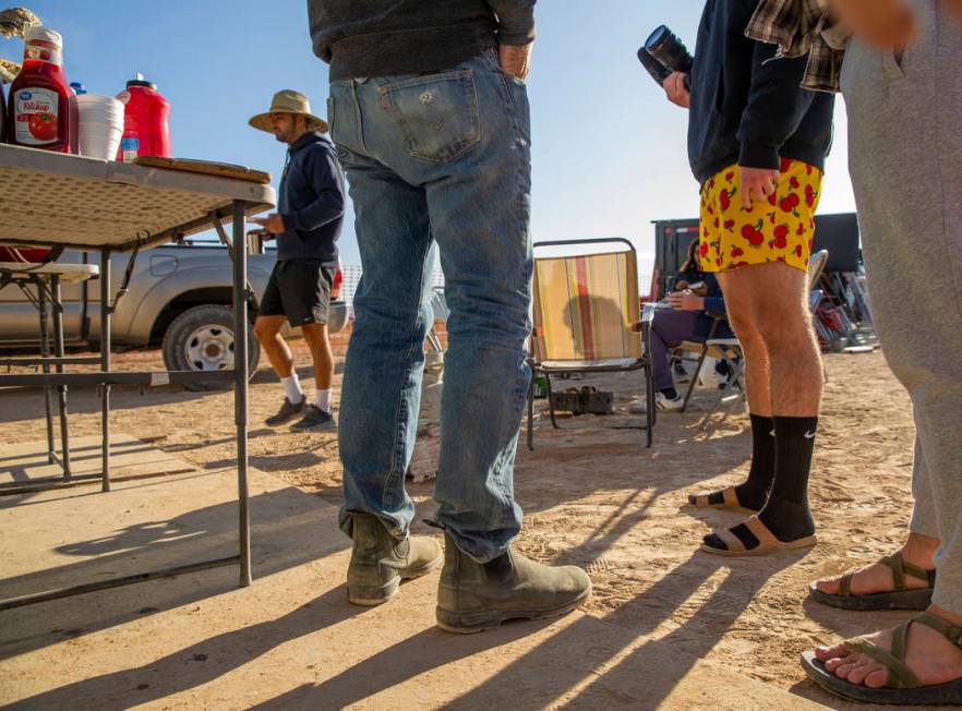 Red cherry boxers are welcome during breakfast about George Morrow's RV site during the Alienst ...