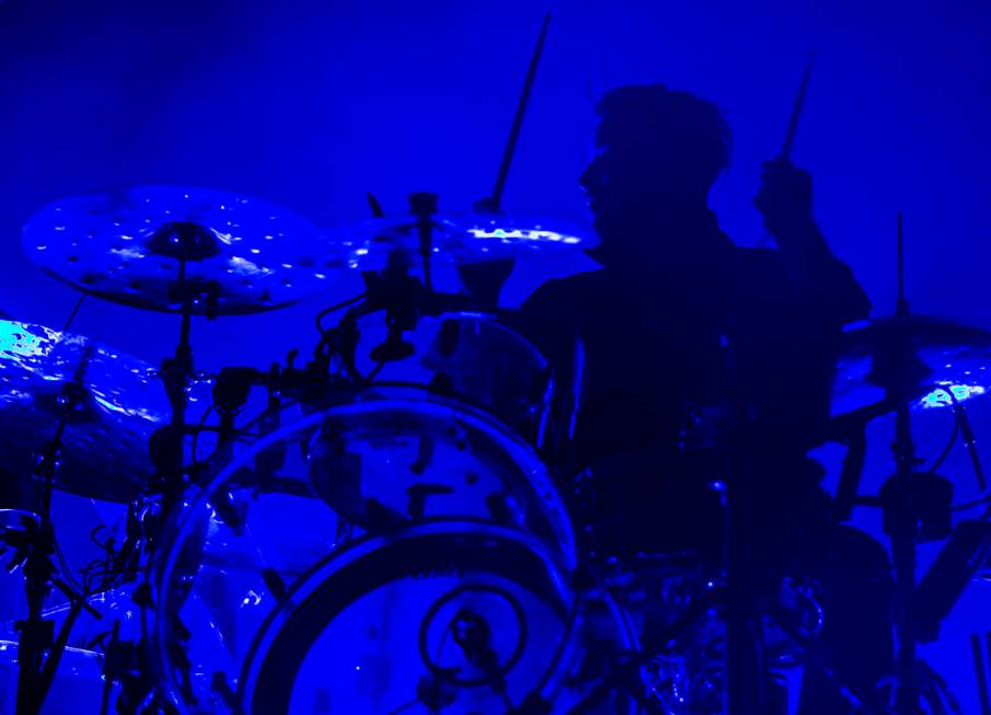 RŸfŸs Du Sol drummer James Hunt performs on the Bacardi Stage during the second day ...