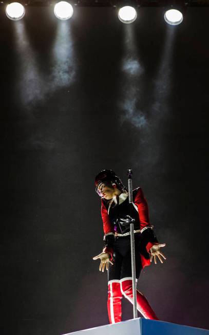 Janelle Monáe performs on the Bacardi Stage during the second day of Life is Beautiful on ...