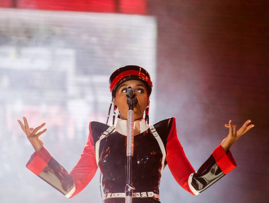 Janelle Monáe performs on the Bacardi Stage during the second day of Life is Beautiful on ...