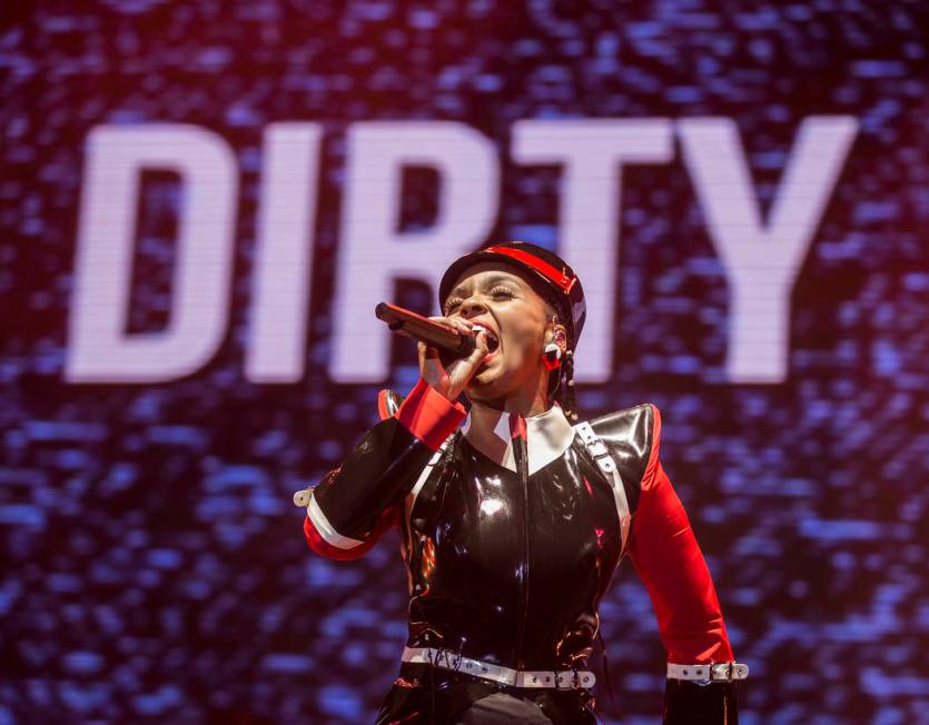 Janelle Monáe performs on the Bacardi Stage during the second day of Life is Beautiful on ...