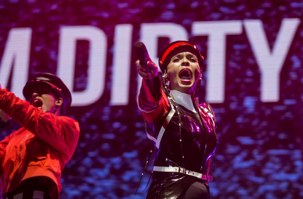 Janelle Monáe, right, performs on the Bacardi Stage during the second day of Life is Beaut ...