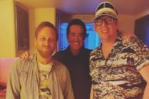 Wayne Newton, middle, is shown with Dan Auerbach and Patrick Carney of The Black Keys before Ne ...