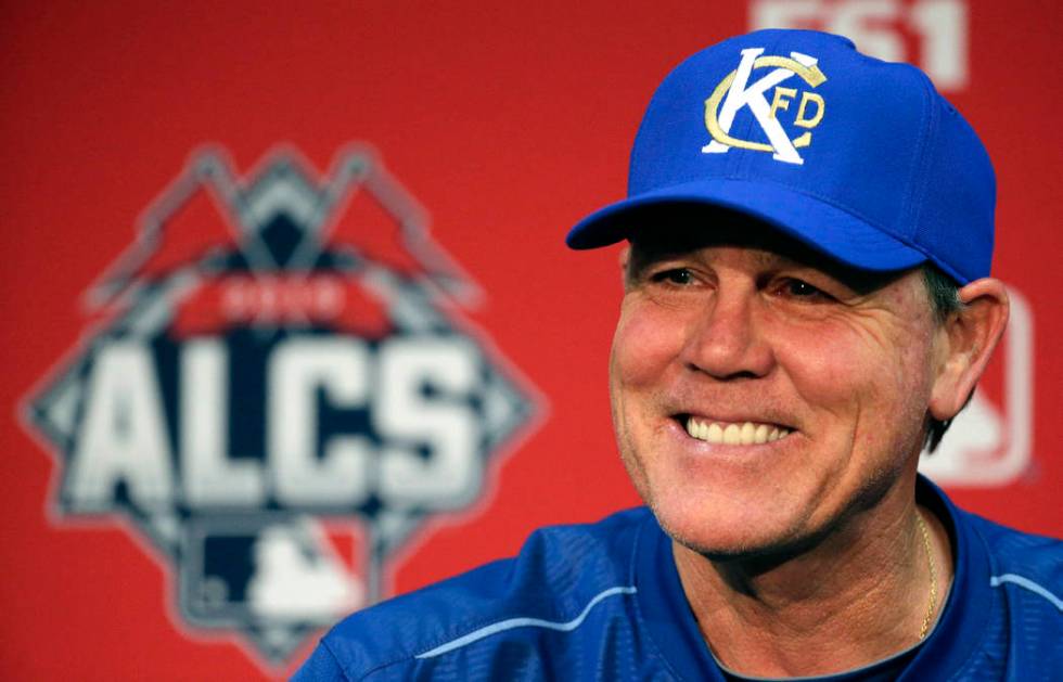 Kansas City Royals manager Ned Yost talks to the media during a news conference before batting ...