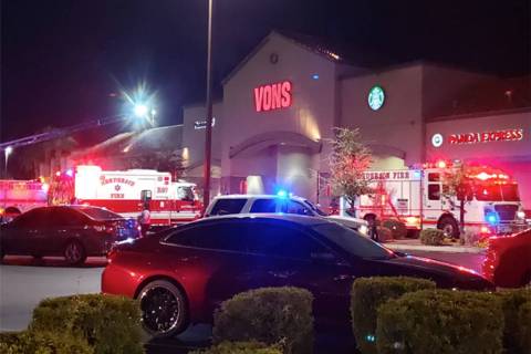 Crews respond to a report of a fire Monday, Sept. 23, 2019, at Vons at 2667 Windmill Parkway in ...