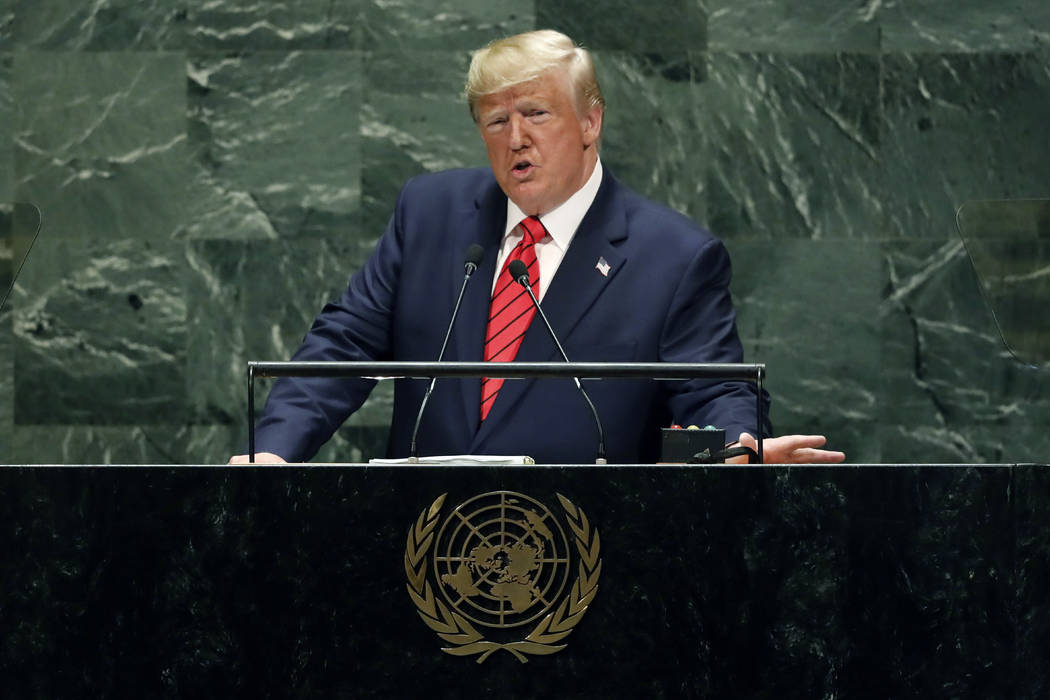 President Donald Trump addresses the 74th session of the United Nations General Assembly, Tuesd ...