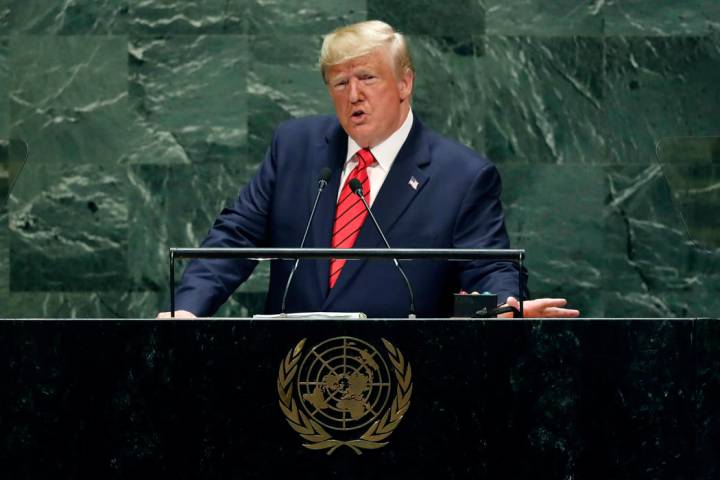 President Donald Trump addresses the 74th session of the United Nations General Assembly, Tuesd ...