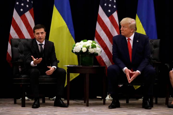 President Donald Trump meets with Ukrainian President Volodymyr Zelenskiy at the InterContinent ...