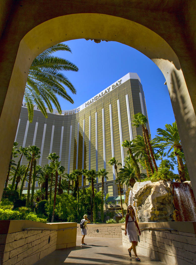 Mandalay Bay nearly two years after a mass shooting occurred on the Las Vegas Strip in 2017. (L ...