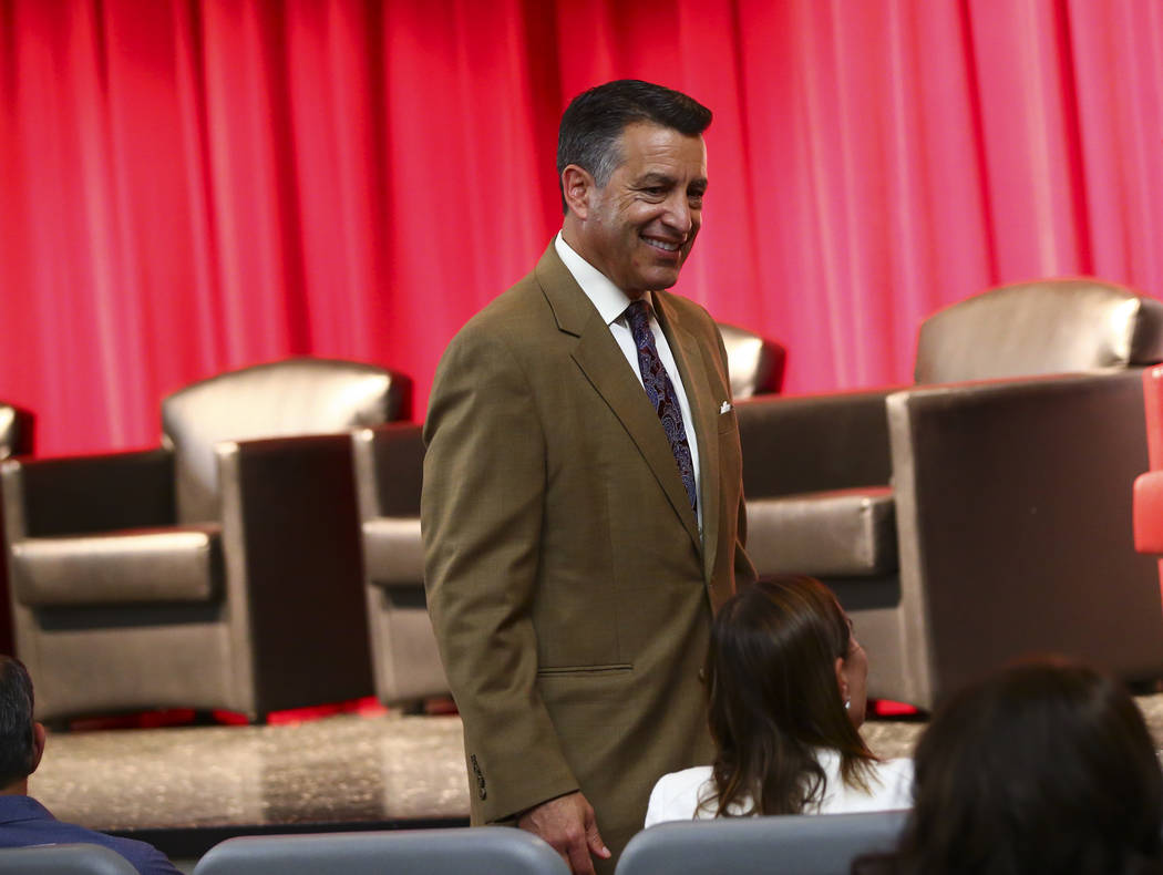 Former Gov. Brian Sandoval attends a panel about Islam in America at UNLV in Las Vegas on Thurs ...