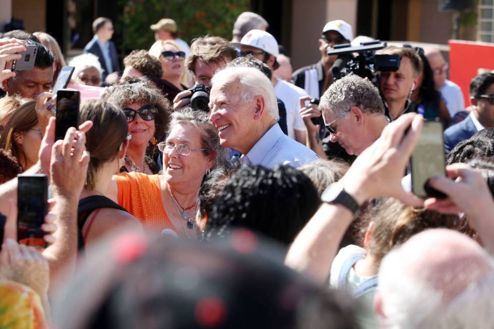 Democratic presidential candidate former Vice President Joe Biden meets attendees at the East L ...